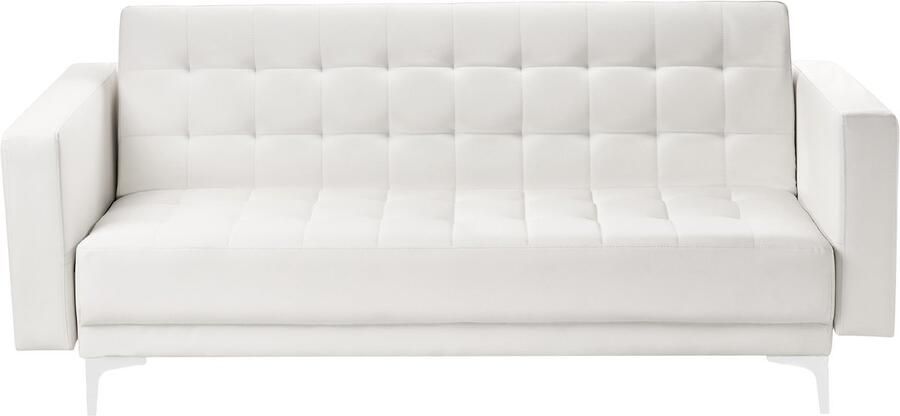 Beliani Slaapbank ABERDEEN Kunstleer Wit 3-zitter