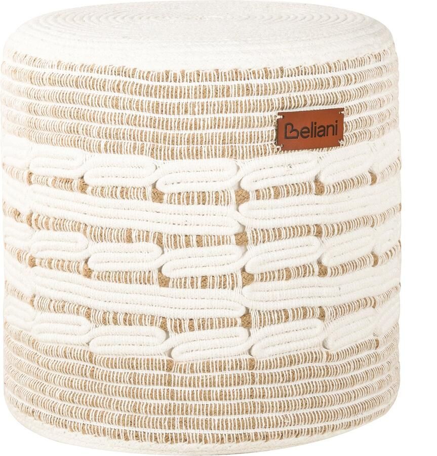 Beliani Poef ABTIN Jute Wit 40 cm 40 cm 40 cm