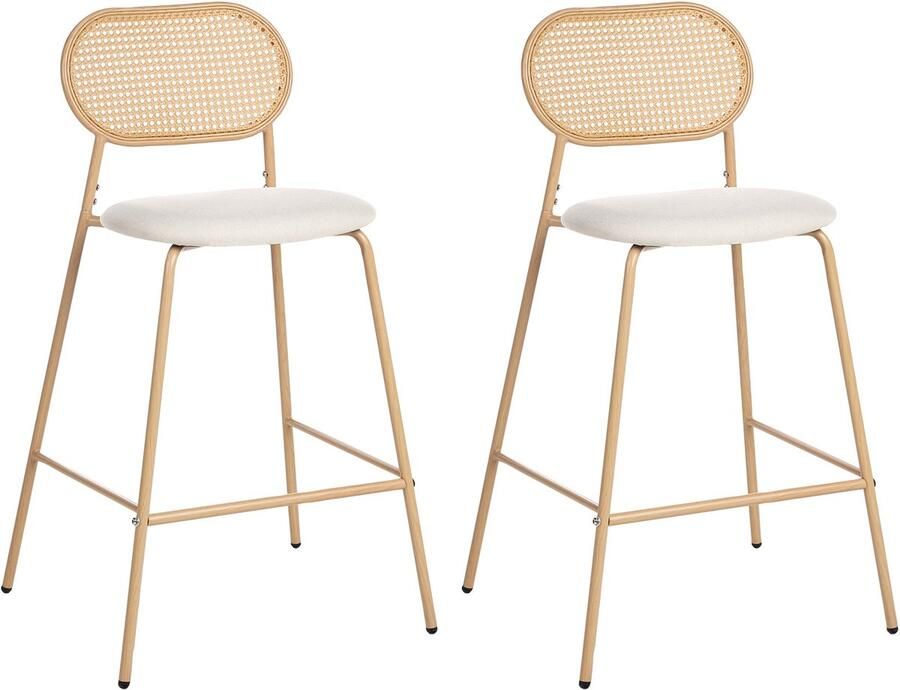 Beliani ADAVER Barkruk set van 2 Lichtbeige IJzer