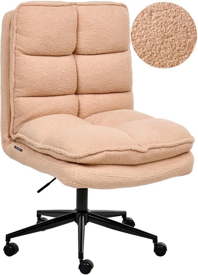Beliani ADDISON Bureaustoel Perzikroze Bouclé