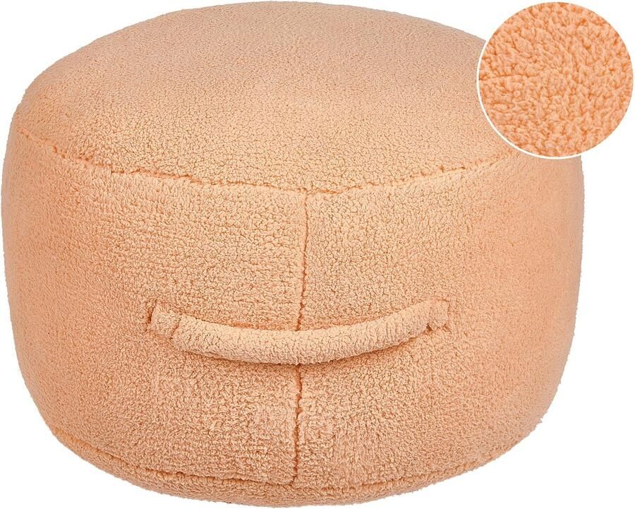 Beliani Poef ADLANA Bouclé Oranje 50 cm 50 cm 30 cm