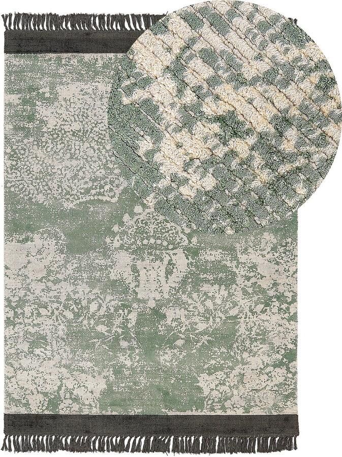 Beliani Vloerkleed viscose groen beige 140 x 200 cm AKARSU - Foto 2