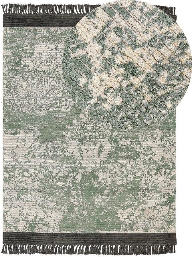 Beliani Vloerkleed viscose groen beige 160 x 230 cm AKARSU - Foto 2