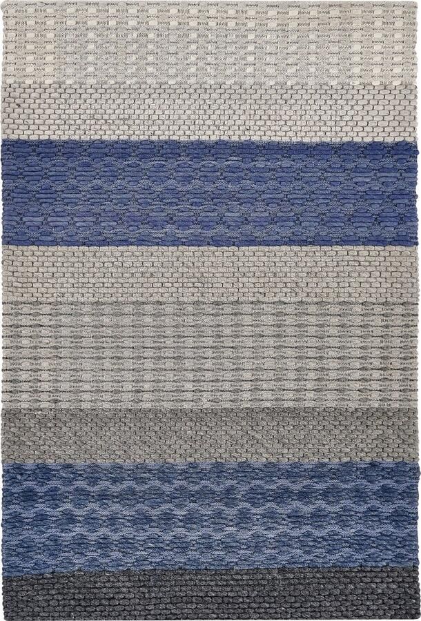 Beliani AKKAYA Laagpolig vloerkleed Blauw Grijs 140 x 200 cm Wol - Foto 2