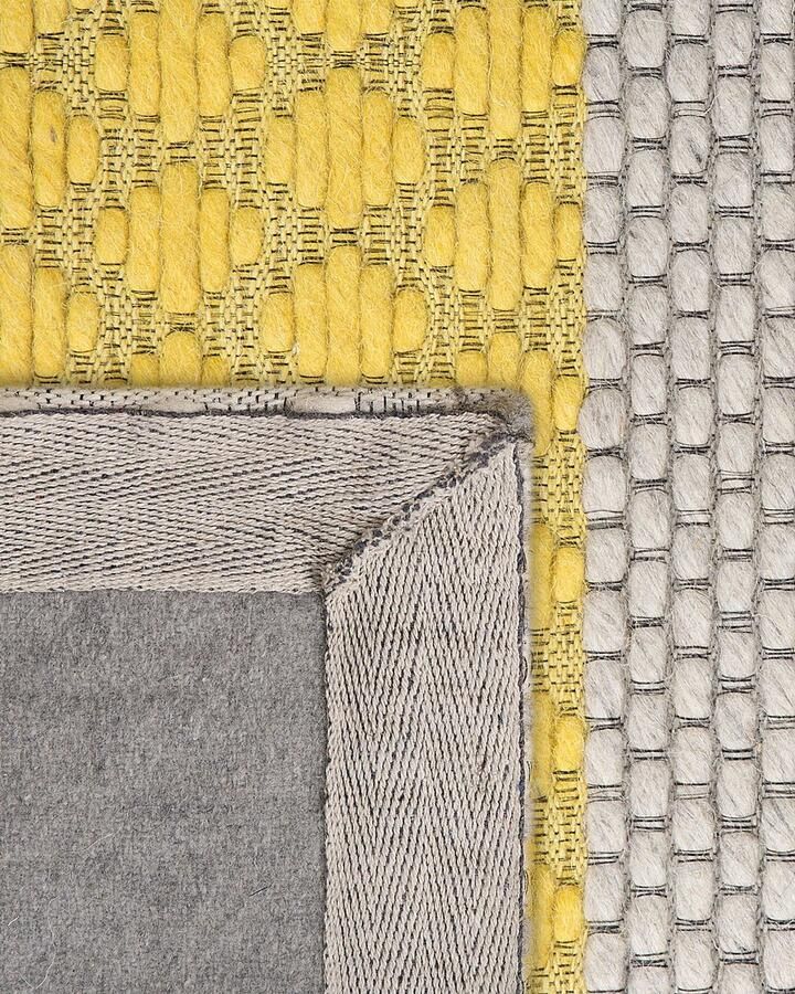 Beliani AKKAYA Laagpolig vloerkleed Grijs Geel 160 x 220 cm Wol