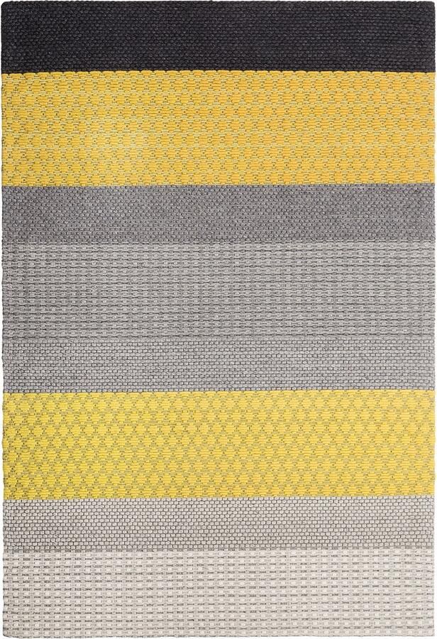 Beliani AKKAYA Laagpolig vloerkleed Grijs Geel 160 x 220 cm Wol - Foto 3