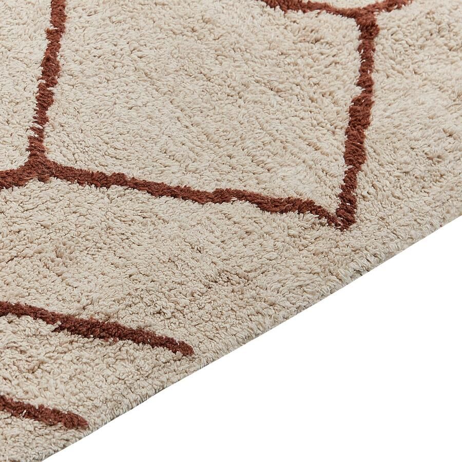 Beliani AKOREN Laagpolig vloerkleed Beige 200 x 200 cm Katoen