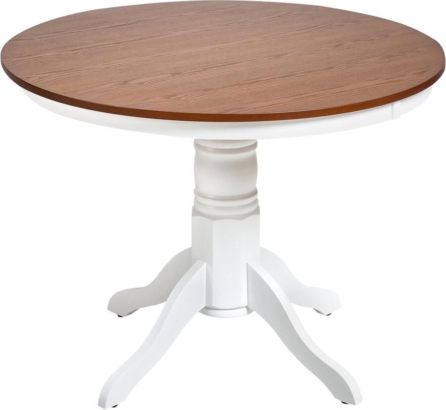 Beliani AKRON Ronde eettafel Donkerbruin 100 cm Essenhoutfineer