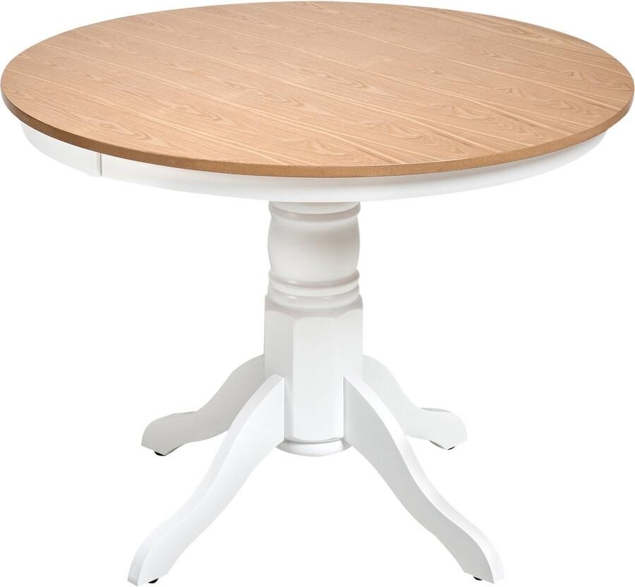 Beliani AKRON Ronde eettafel Lichtbruin 100 cm Essenhoutfineer