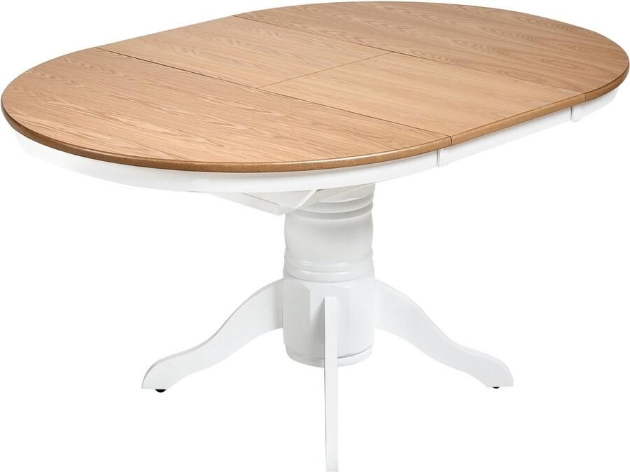 Beliani Eettafel uitschuifbaar AKRON Licht essenhout 106 150 cm 106 cm Hout