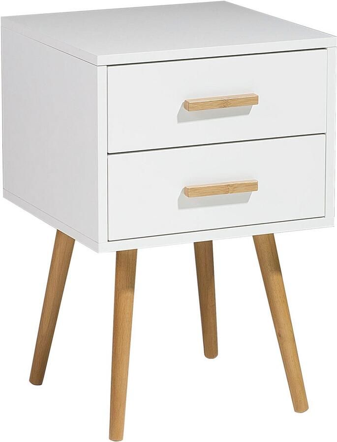 Beliani Nachtkastje Wit Verlijmd hout Verlijmd hout 40 x 40 cm
