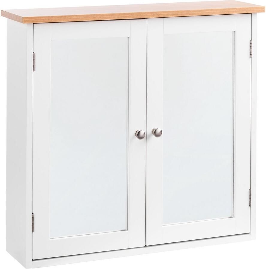 Beliani Badkamer wandkast met spiegel ALAMOS 65 cm 60 cm Wit