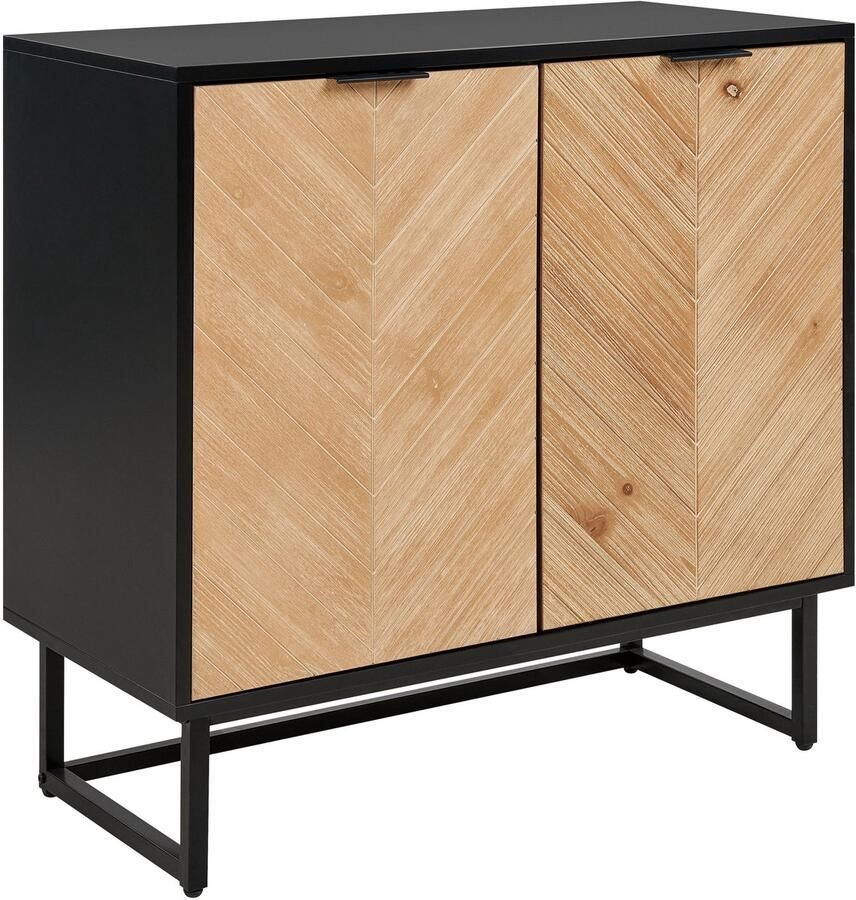 Beliani ALASKA Dressoir Lichtbruin Zwart Hout