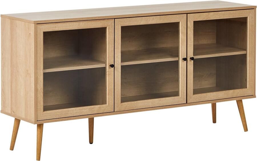 Beliani ALBANY Sideboard met 3 deuren Lichthout Vezelplaat