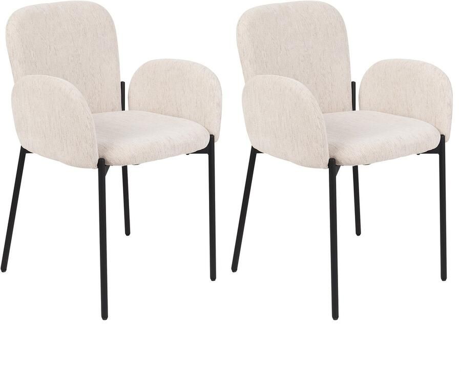 Beliani ALBEE Eetkamerstoel set van 2 Beige Polyester