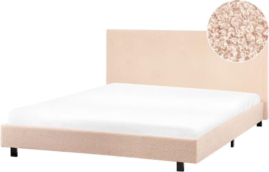 Beliani ALBI Waterbed Beige 160 x 200 cm Bouclé