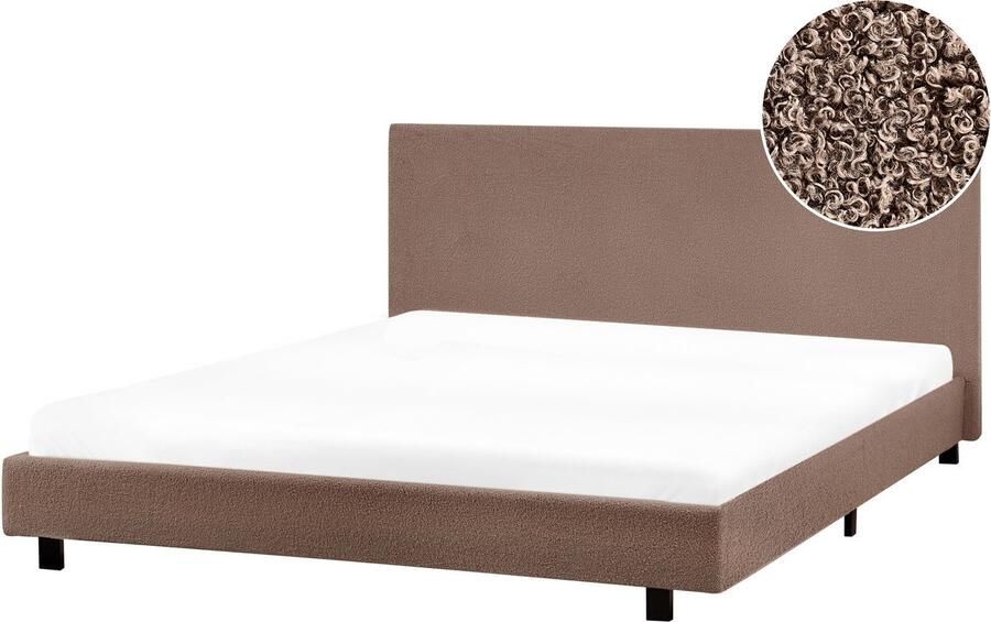 Beliani ALBI Waterbed Bruin 180 x 200 cm Bouclé