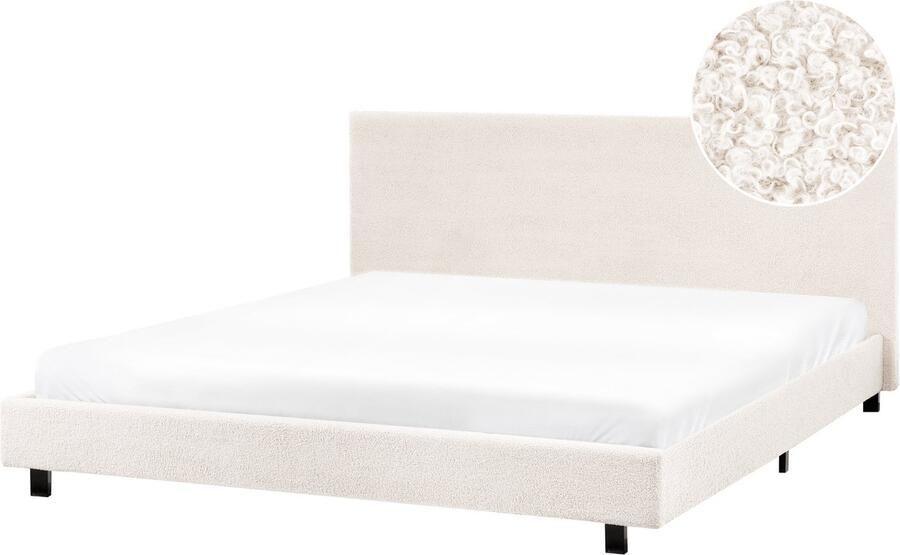 Beliani ALBI Waterbed Off-white 180 x 200 cm Bouclé
