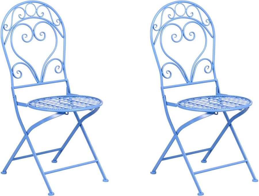 Beliani ALBINIA Tuinstoel set van 2 Blauw Metaal