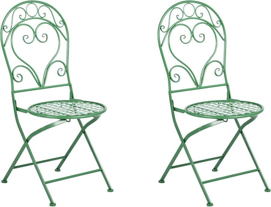 Beliani ALBINIA Tuinstoel set van 2 Groen Metaal