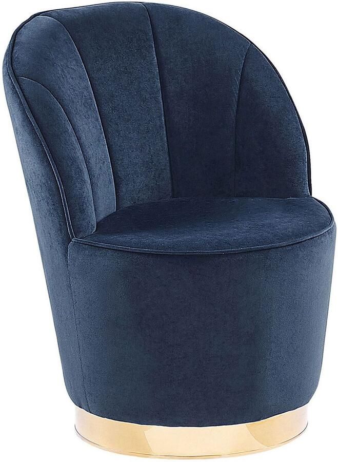 Beliani ALBY Fauteuil Donkerblauw Fluweel