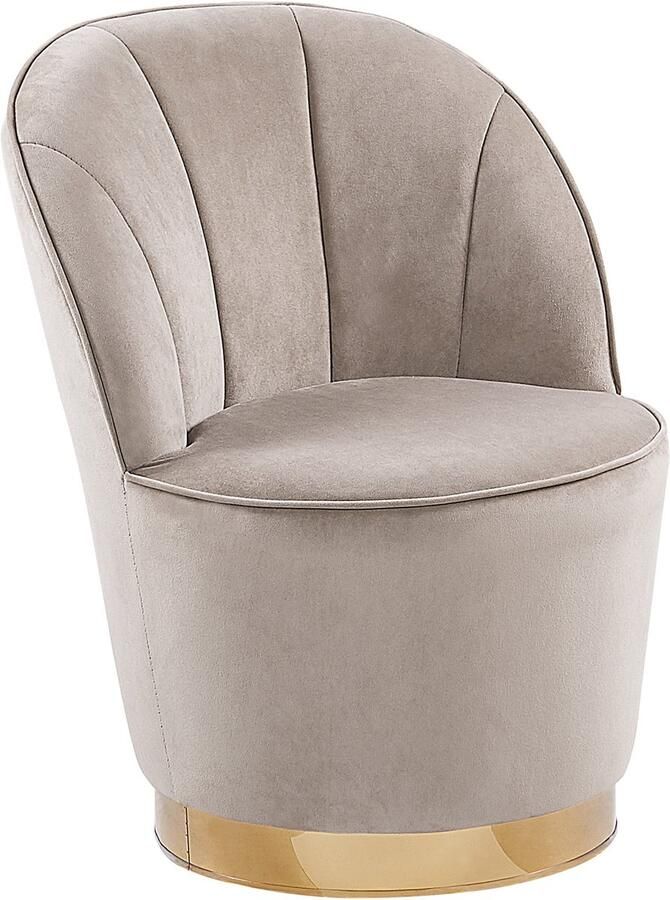 Beliani ALBY Fauteuil Lichtbeige Fluweel