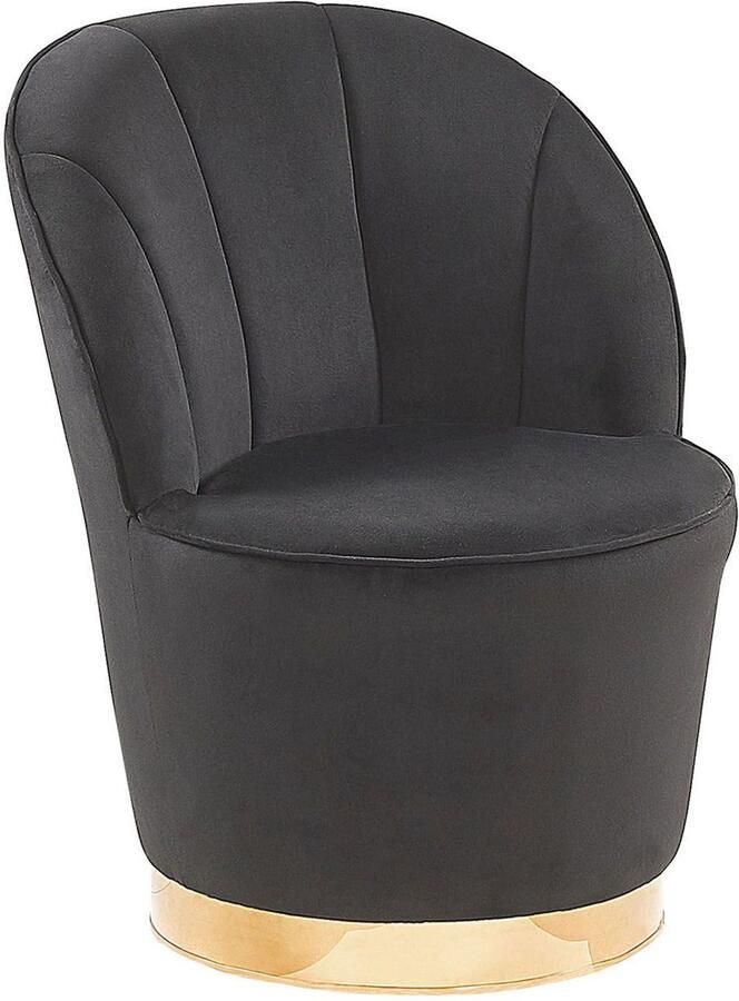 Beliani ALBY Fauteuil Zwart Fluweel