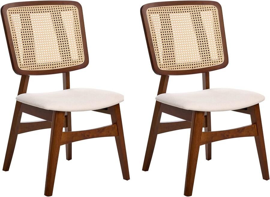 Beliani ALCOVA Eetkamerstoel set van 2 Donkerbruin Rubberhout Polyester
