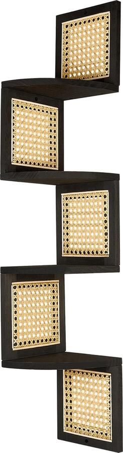 Beliani Boekenkast met 4 planken ALDER Paulowniahout 101 cm Zwart