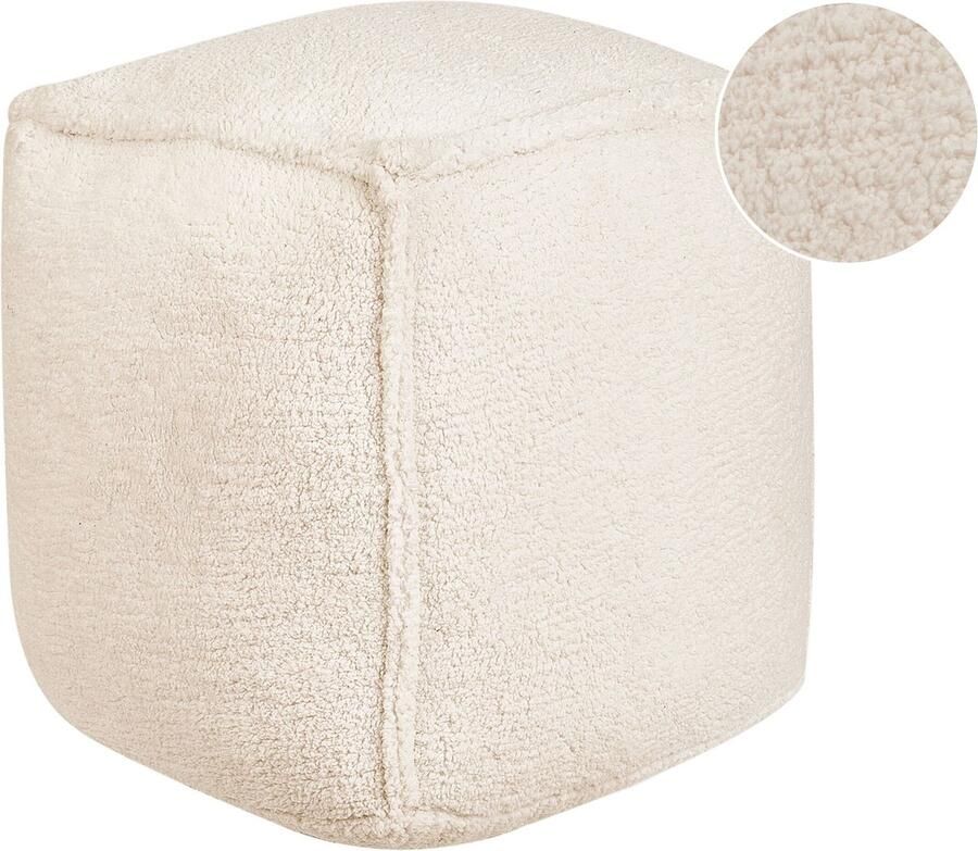 Beliani Poef ALIPUR Bouclé Lichtbeige 40 cm 40 cm 40 cm