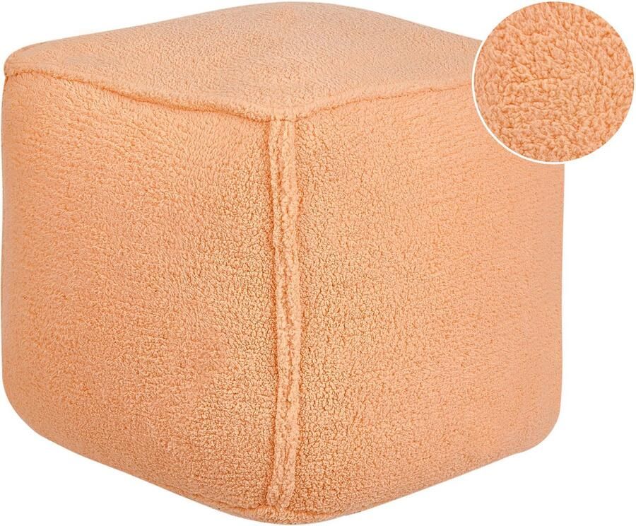 Beliani Poef ALIPUR Bouclé Oranje 40 cm 40 cm 40 cm