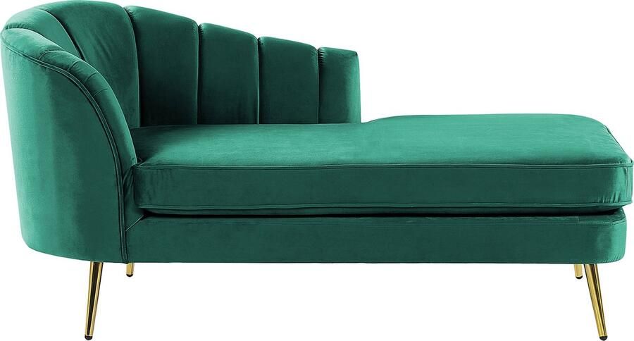 Beliani Linkszijdige chaise longue ALLIER Fluweel Smaragdgroen - Foto 2