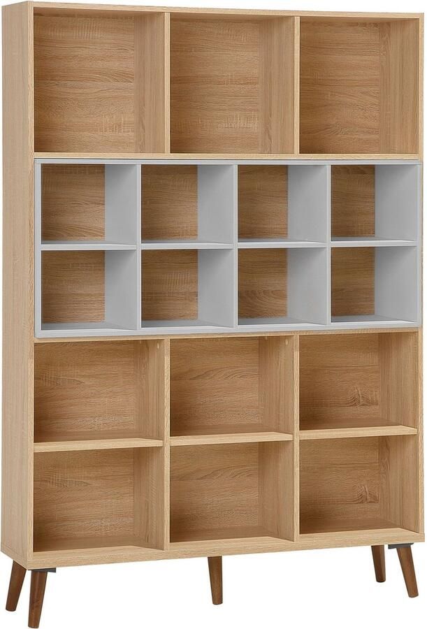 Beliani ALLOA Boekenkast Lichte houtkleur Grijs Spaanplaat - Foto 3