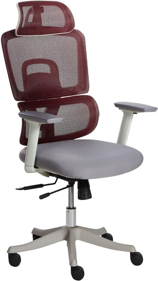 Beliani Bureaustoel Draaibaar ALLY Stof Donkerrood
