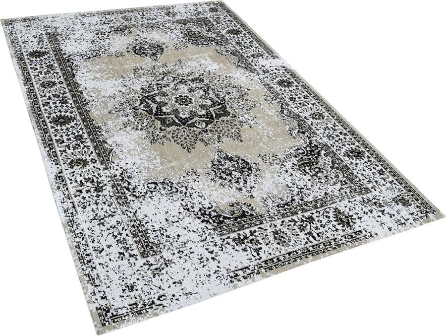 Beliani ALMUS Laagpolig vloerkleed Grijs 140 x 200 cm Katoen