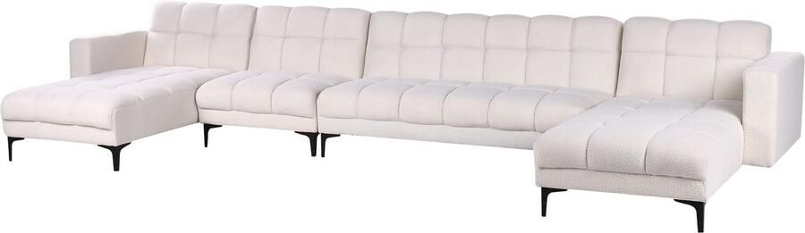 Beliani Modulaire U-vormige slaapbank ALNES Bouclé Wit 6-zitter - Foto 2