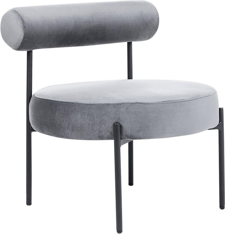 Beliani ALPHA Fauteuil Grijs Fluweel