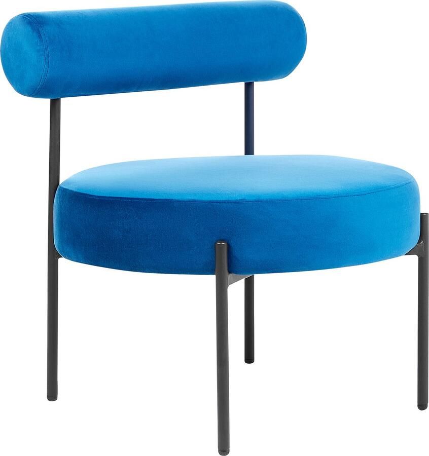 Beliani ALPHA Fauteuil Marineblauw Fluweel