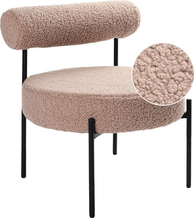 Beliani ALPHA Fauteuil Taupe Bouclé