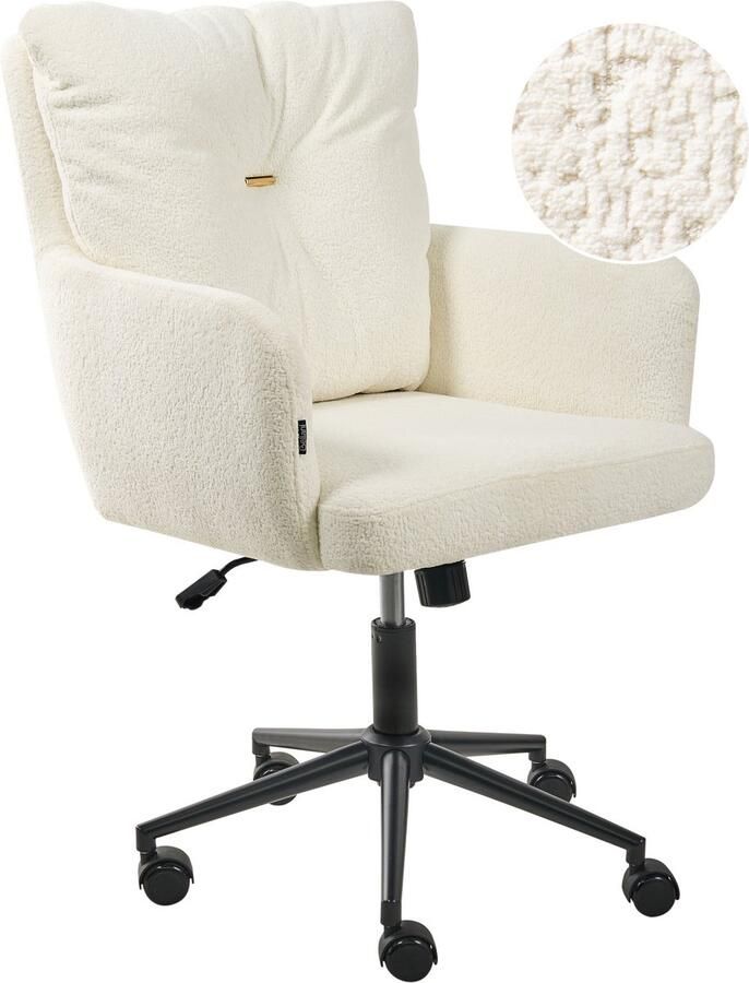 Beliani ALPINE Bureaustoel Gebroken wit Bouclé