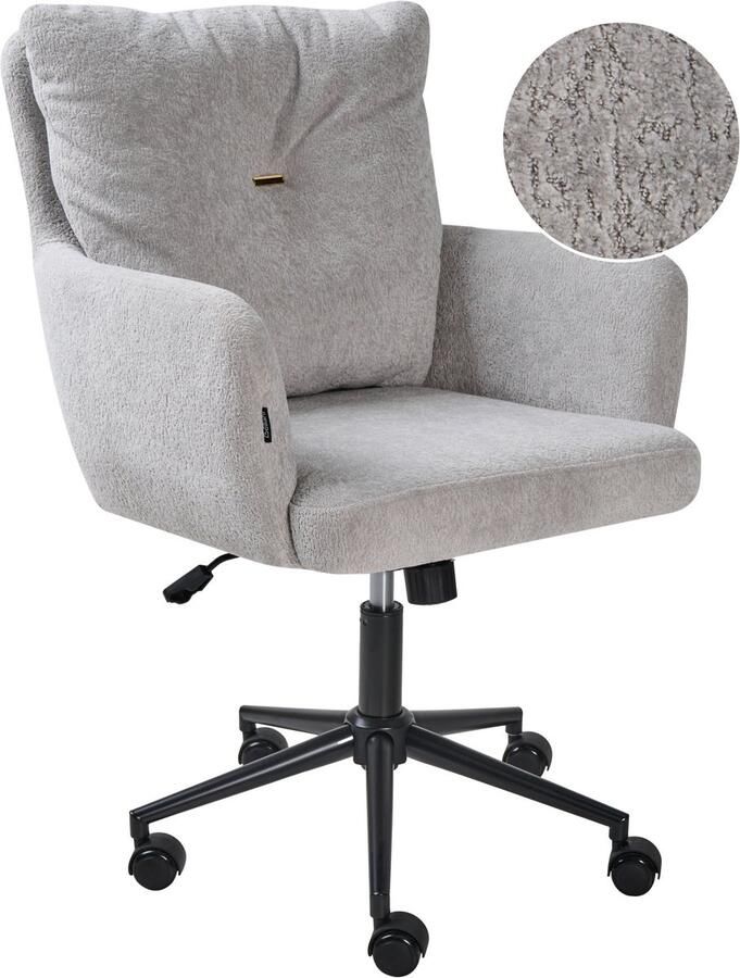 Beliani ALPINE Bureaustoel Grijs Kunstbont