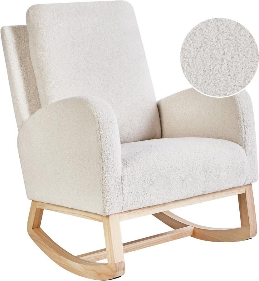 Beliani ALSTA Schommelstoel Gebroken wit Bouclé