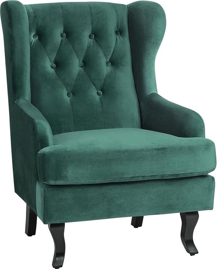 Beliani ALTA Chesterfield fauteuil Donkergroen Fluweel