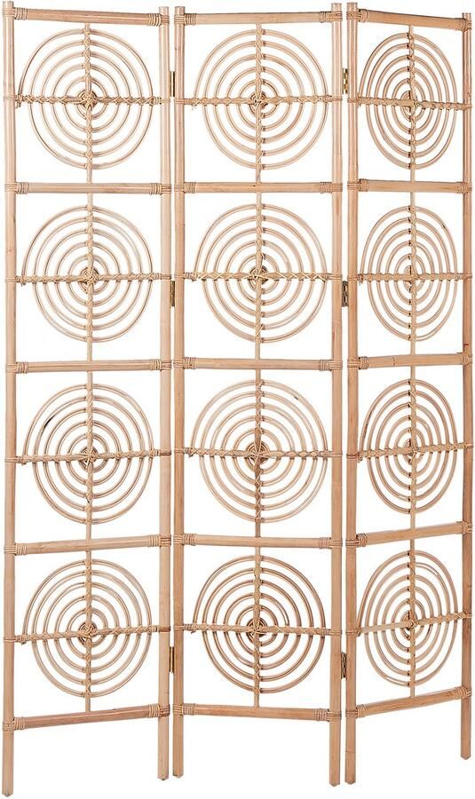 Beliani Roomdivider met 3 panelen ALTAMURA Lichtbruin 117 cm 180 cm