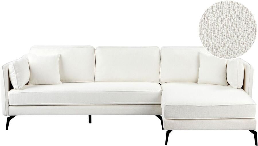 Beliani Hoekbank ALTAN Bouclé Gebroken wit 3-zitter Linkerzijde