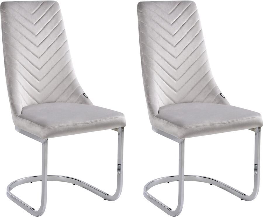 Beliani Set van 2 eetkamerstoelen ALTOONA Fluweel Grijs - Foto 3