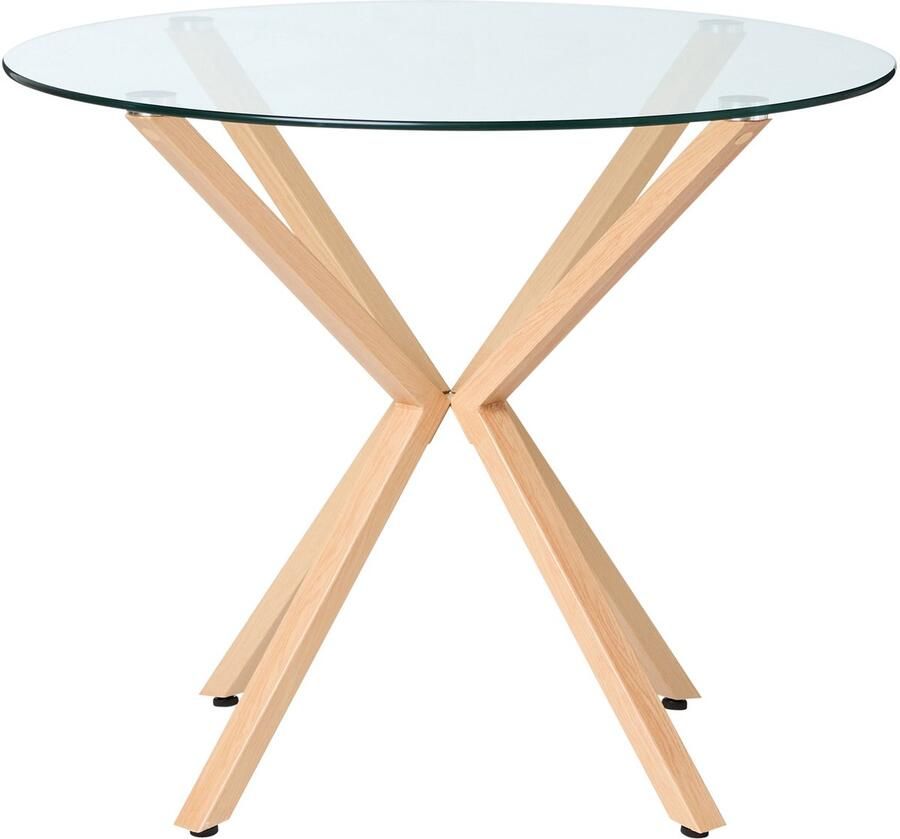 Beliani -ALTURA -Ronde eettafel-Lichte houtkleur-90 cm-Veiligheidsglas - Foto 2