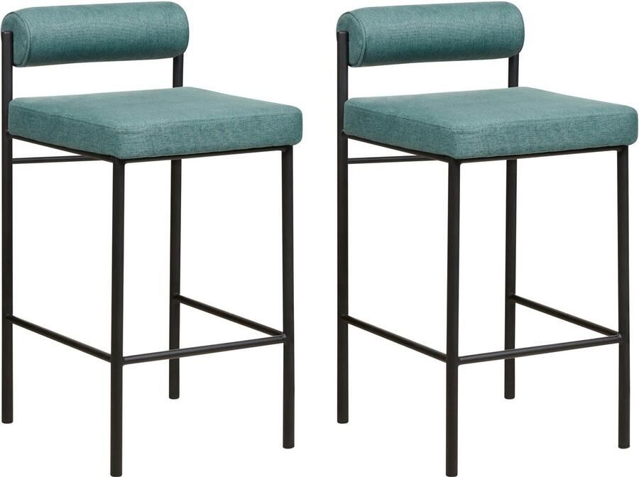 Beliani AMAYA Barkruk set van 2 Blauwgroen Polyester