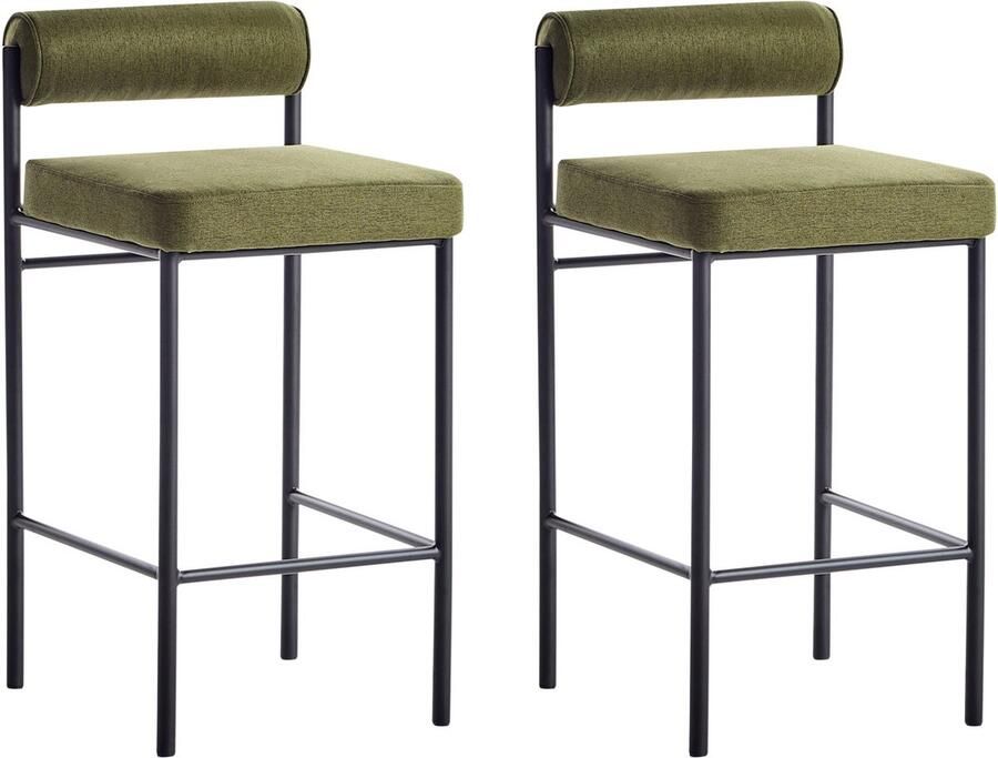 Beliani AMAYA Barkruk set van 2 Olijfgroen Polyester