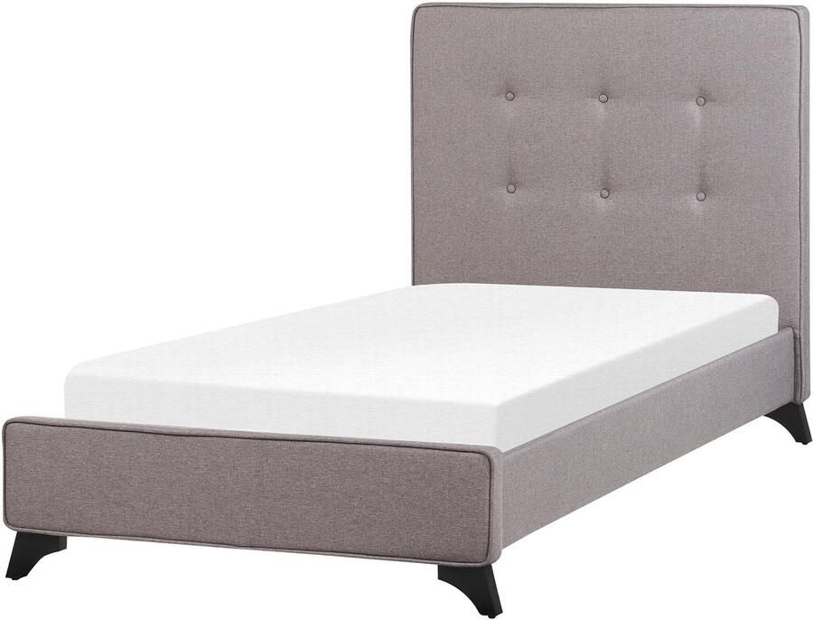 Beliani -AMBASSADOR-Eenpersoonsbed-Grijs-90 x 200 cm-Polyester